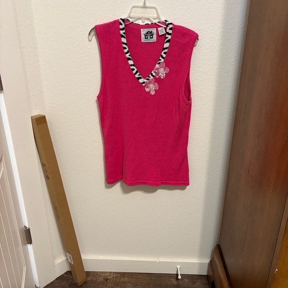 Storybook Knits for HSN Pink Tank Top with Zebra Trim and coordinating cardigan - Picture 11 of 11